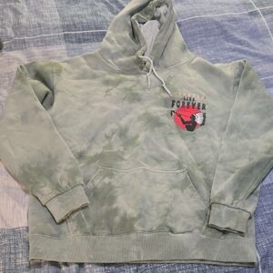 Tie-Dye Crewneck Hoodie Sweatshirt in Light Green with Chest Graphic